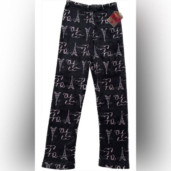 Paris-themed Eiffel Tower “Oh la la” Soft Micro Plush Lounge Pants, Size Small - Picture 1 of 6
